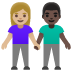 woman and man holding hands, medium-light skin tone, dark skin tone